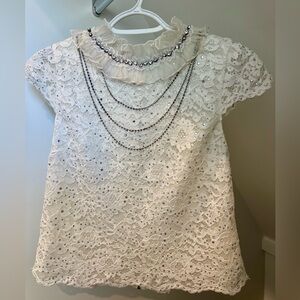 Alice + Olivia Ivory Lace Detail Top